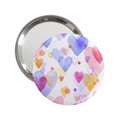 Watercolor Cute Hearts Background 2 25  Handbag Mirrors by TastefulDesigns