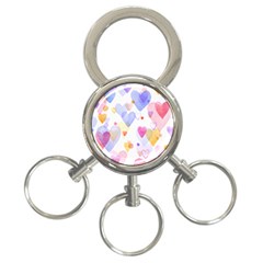 Watercolor Cute Hearts Background 3-ring Key Chains by TastefulDesigns