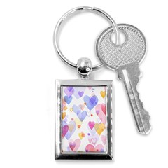 Watercolor Cute Hearts Background Key Chains (rectangle)  by TastefulDesigns