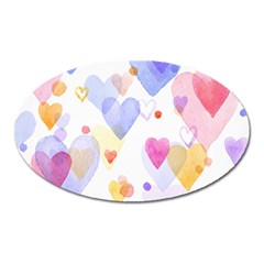 Watercolor Cute Hearts Background Oval Magnet by TastefulDesigns