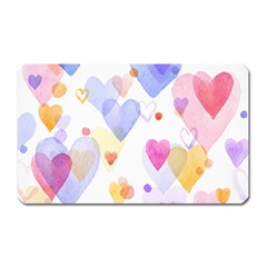 Watercolor Cute Hearts Background Magnet (rectangular) by TastefulDesigns