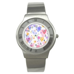 Watercolor Cute Hearts Background Stainless Steel Watch by TastefulDesigns