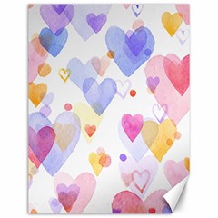 Watercolor Cute Hearts Background Canvas 12  X 16  