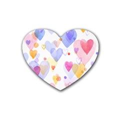 Watercolor Cute Hearts Background Rubber Coaster (heart)  by TastefulDesigns