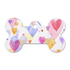 Watercolor Cute Hearts Background Dog Tag Bone (one Side) by TastefulDesigns