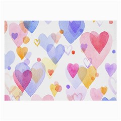 Watercolor Cute Hearts Background Large Glasses Cloth (2-side) by TastefulDesigns