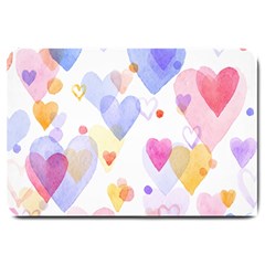 Watercolor Cute Hearts Background Large Doormat  by TastefulDesigns