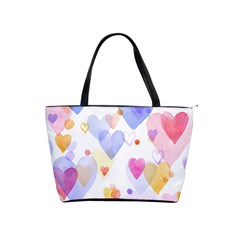 Watercolor Cute Hearts Background Shoulder Handbags by TastefulDesigns