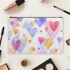 Watercolor Cute Hearts Background Cosmetic Bag (large)  by TastefulDesigns