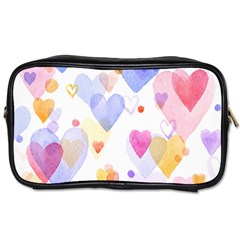 Watercolor Cute Hearts Background Toiletries Bags 2-side by TastefulDesigns