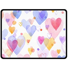 Watercolor Cute Hearts Background Fleece Blanket (large)  by TastefulDesigns