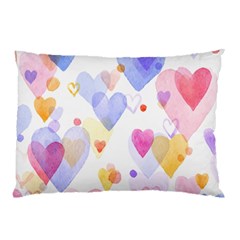 Watercolor Cute Hearts Background Pillow Case (two Sides)