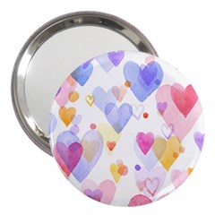 Watercolor Cute Hearts Background 3  Handbag Mirrors by TastefulDesigns