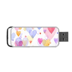 Watercolor Cute Hearts Background Portable Usb Flash (one Side) by TastefulDesigns