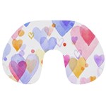 Watercolor cute hearts background Travel Neck Pillows Front