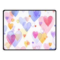 Watercolor Cute Hearts Background Double Sided Fleece Blanket (small)  by TastefulDesigns