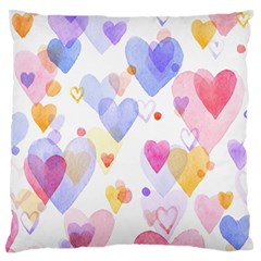 Watercolor Cute Hearts Background Standard Flano Cushion Case (two Sides) by TastefulDesigns