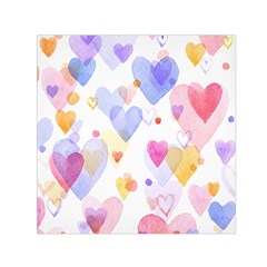 Watercolor Cute Hearts Background Small Satin Scarf (square) by TastefulDesigns