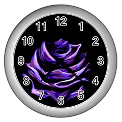 Rose Flower Design Nature Blossom Wall Clocks (silver)  by Nexatart