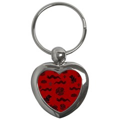 Aztecs Pattern Key Chains (heart)  by ValentinaDesign