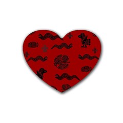 Aztecs Pattern Rubber Coaster (heart)  by ValentinaDesign