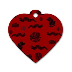 Aztecs Pattern Dog Tag Heart (one Side) by ValentinaDesign