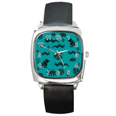 Aztecs Pattern Square Metal Watch by ValentinaDesign