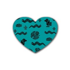 Aztecs Pattern Rubber Coaster (heart)  by ValentinaDesign