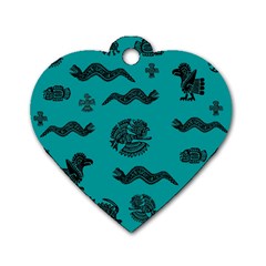 Aztecs Pattern Dog Tag Heart (one Side) by ValentinaDesign