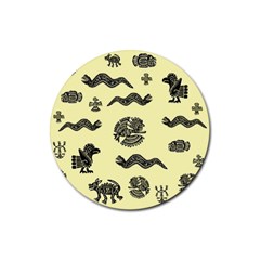 Aztecs Pattern Rubber Coaster (round)  by ValentinaDesign