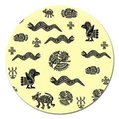 Aztecs Pattern Magnet 5  (round) by ValentinaDesign