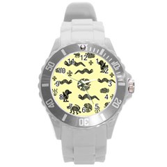 Aztecs Pattern Round Plastic Sport Watch (l) by ValentinaDesign