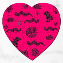 Aztecs Pattern Jigsaw Puzzle (heart) by ValentinaDesign