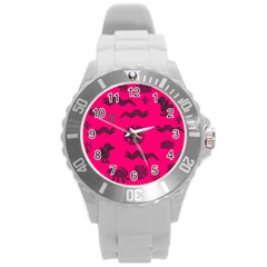 Aztecs Pattern Round Plastic Sport Watch (l) by ValentinaDesign