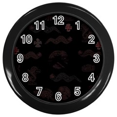 Aztecs Pattern Wall Clocks (black) by ValentinaDesign