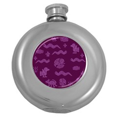 Aztecs Pattern Round Hip Flask (5 Oz) by ValentinaDesign