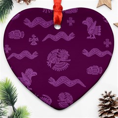 Aztecs Pattern Heart Ornament (two Sides) by ValentinaDesign