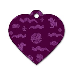 Aztecs Pattern Dog Tag Heart (two Sides) by ValentinaDesign