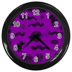 Aztecs Pattern Wall Clocks (black) by ValentinaDesign