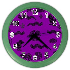 Aztecs Pattern Color Wall Clocks by ValentinaDesign