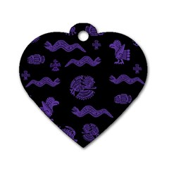 Aztecs Pattern Dog Tag Heart (one Side) by ValentinaDesign