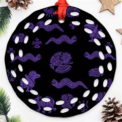 Aztecs Pattern Ornament (round Filigree) by ValentinaDesign