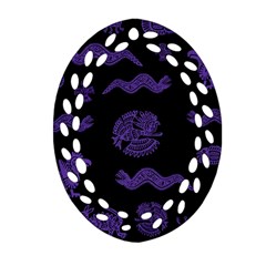 Aztecs Pattern Oval Filigree Ornament (two Sides) by ValentinaDesign