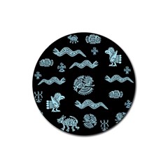 Aztecs Pattern Rubber Round Coaster (4 Pack)  by ValentinaDesign