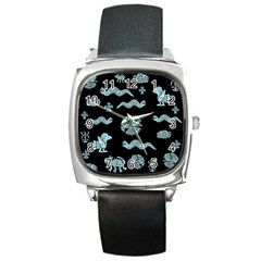 Aztecs Pattern Square Metal Watch by ValentinaDesign