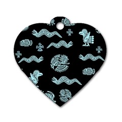 Aztecs Pattern Dog Tag Heart (one Side) by ValentinaDesign