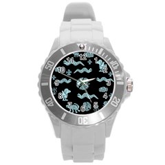 Aztecs Pattern Round Plastic Sport Watch (l) by ValentinaDesign