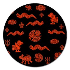 Aztecs Pattern Magnet 5  (round) by ValentinaDesign