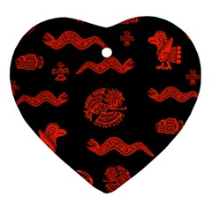 Aztecs Pattern Heart Ornament (two Sides) by ValentinaDesign