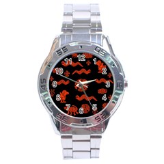 Aztecs Pattern Stainless Steel Analogue Watch by ValentinaDesign